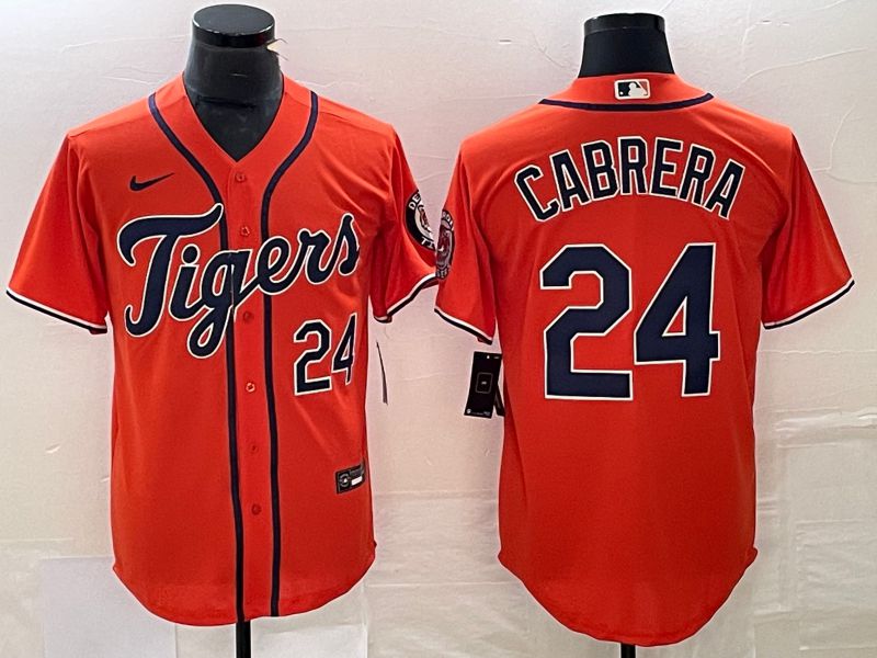 Men Detroit Tigers #24 Cabrera Orange Game Nike 2023 MLB Jersey->detroit tigers->MLB Jersey